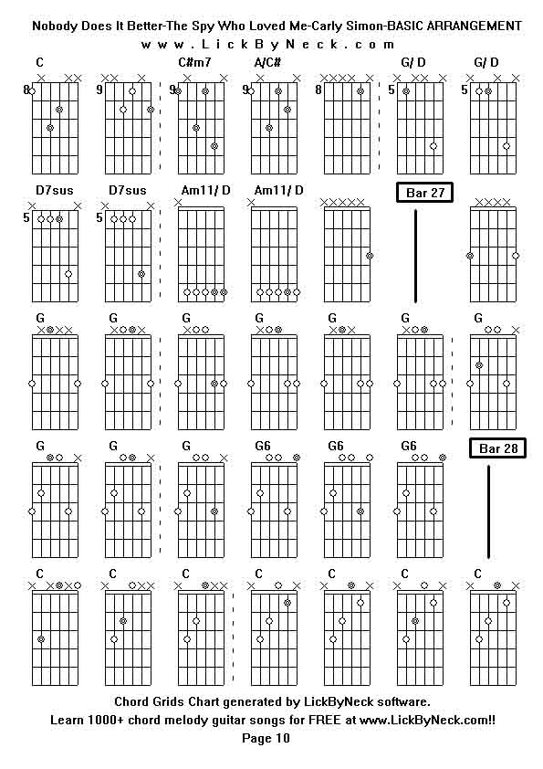 Chord Grids Chart of chord melody fingerstyle guitar song-Nobody Does It Better-The Spy Who Loved Me-Carly Simon-BASIC ARRANGEMENT,generated by LickByNeck software.